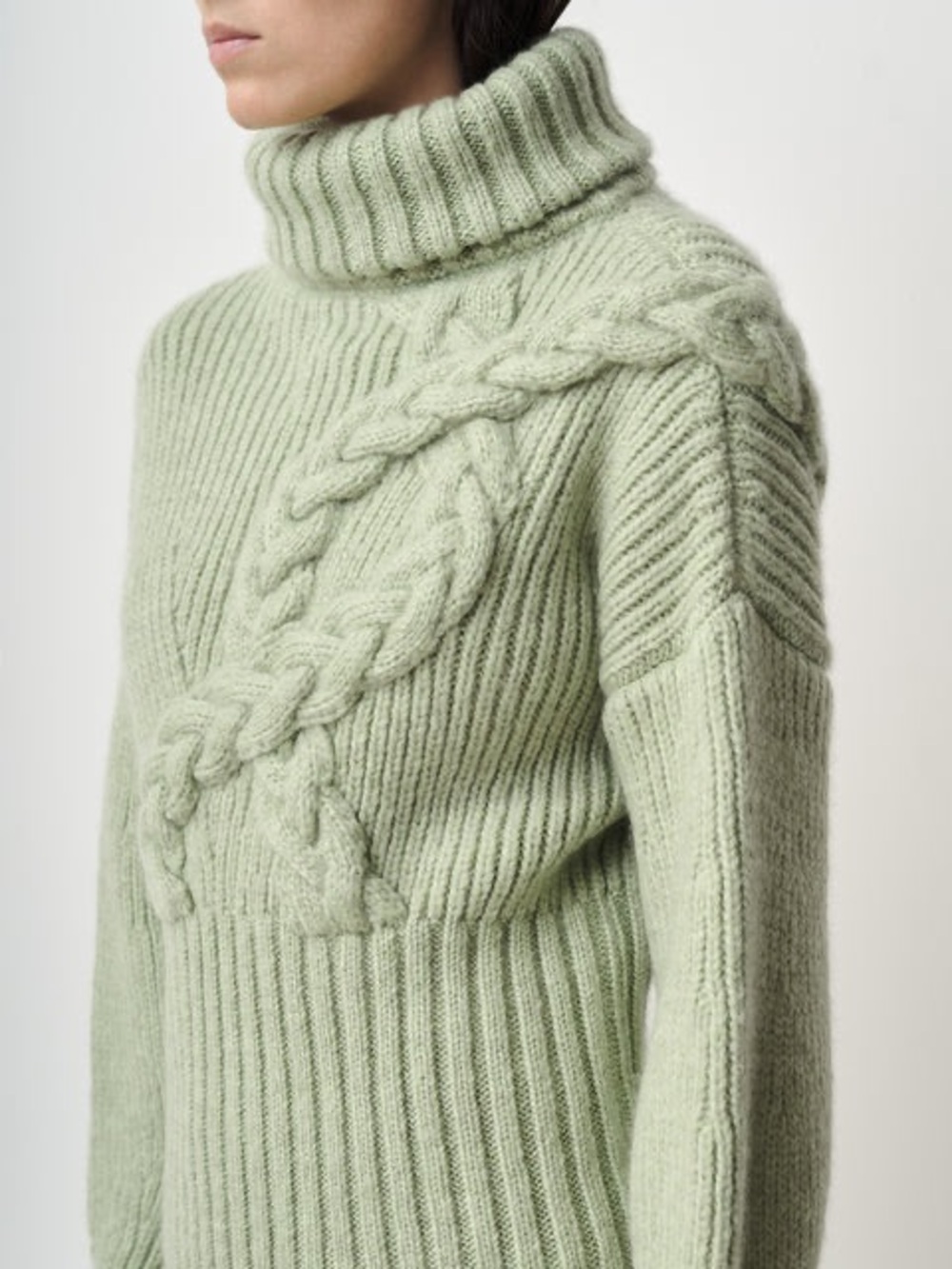 Alejandra Alonso Rojas camel braided cashmere turtleneck XS